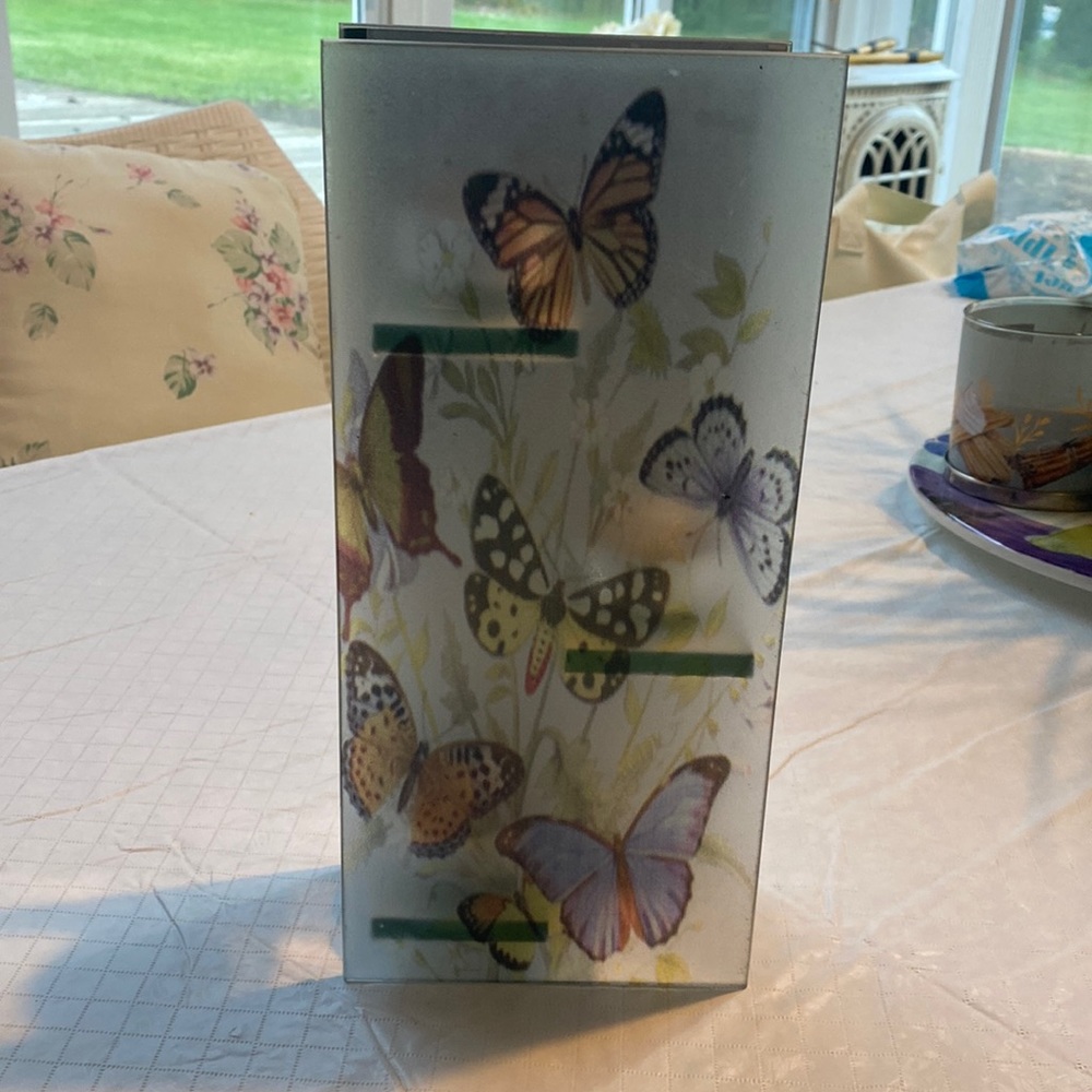 Glass butterfly candle sconce